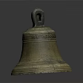 Vintage Brass Bell Hanging Pendant with Intricate Engravings and Loop Top Design