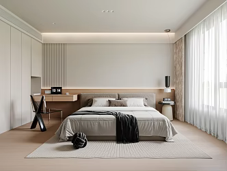 Home Bedroom Double Bed Bedside Table Wardrobe Chandelier Desk Jewelry Ornaments Computer 3d model