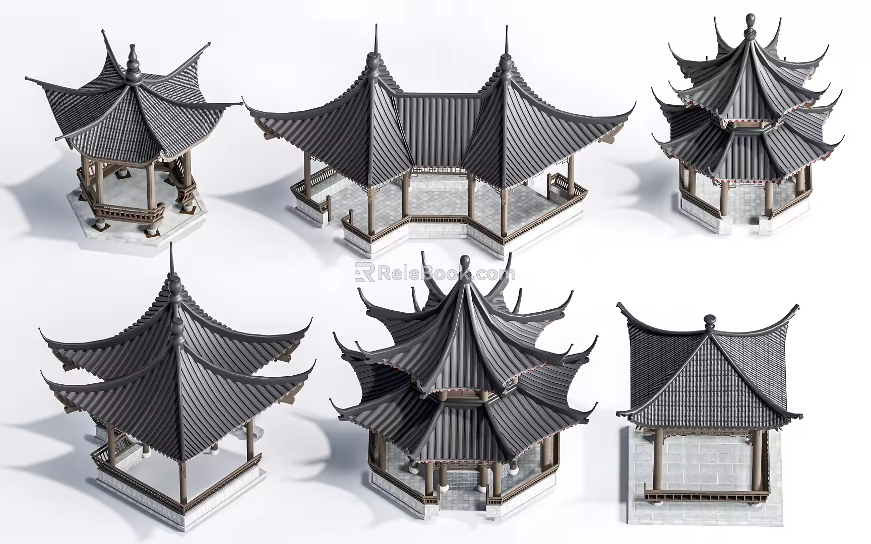Chinese style pavilion landscape gallery pavilion antique gallery lang pavilion 3d model