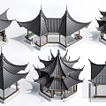 Chinese style pavilion landscape gallery pavilion antique gallery lang pavilion 3d model