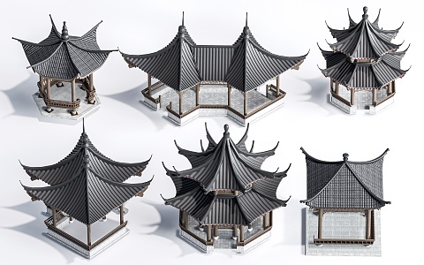 Chinese style pavilion landscape gallery pavilion antique gallery lang pavilion 3d model