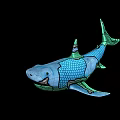 Colorful Shark With Blue And Green Patterns Artistic Design Decorative Model 3d model