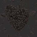 Elegant Coffee Cup With Heart Shaped Coffee Beans On Black Background