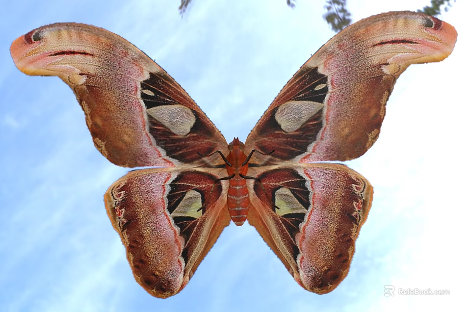 Colorful Giant Moth With Detailed Wing Patterns In Blue Sky 3d model 