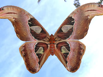 Colorful Giant Moth With Detailed Wing Patterns In Blue Sky 3d model