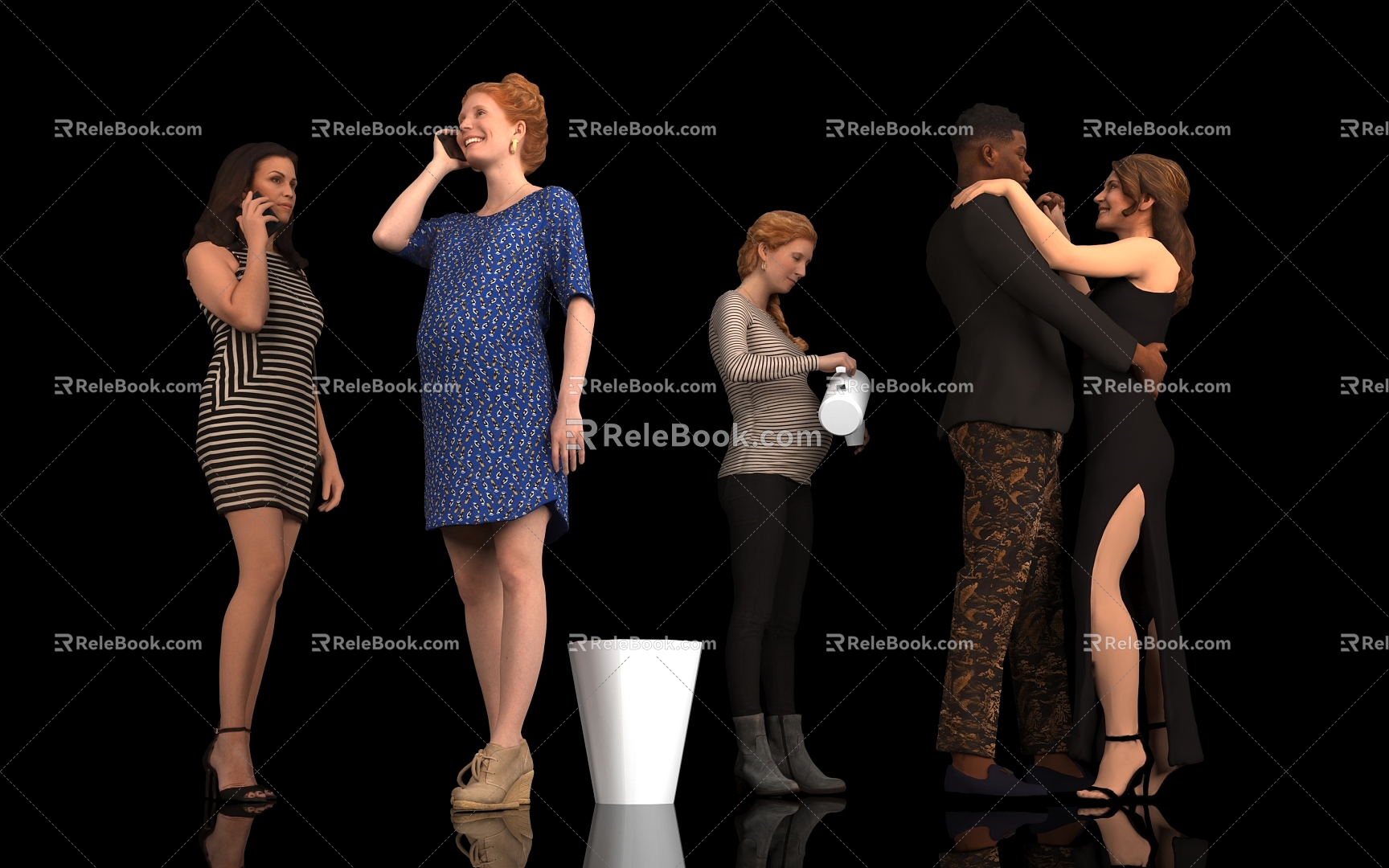 Model Scene Dancing Couple Party Pregnant Women Call Water Pregnant Women Young Women Women Scene Atmosphere Men 3d model