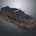 Post Apocalyptic Rusty Car With Mounted Weapons And Armored Exterior 3d model