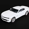 White Chevrolet Camaro Two Door Sports Car With Sleek Design On Black Background