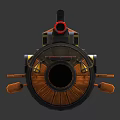 Cartoon Wooden Submarine As Water Transport With Cannon Windows And Propellers