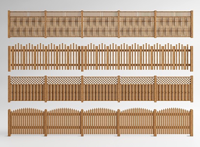 Modern Wooden Fence Barrier Railing Partition Handrail Timber 3d model