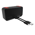 Black Electronic Device With Red Top Slanted Texture And Power Cable 3d model