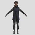 Game Or Movie Character Wearing Dark Blue Vest And Boots