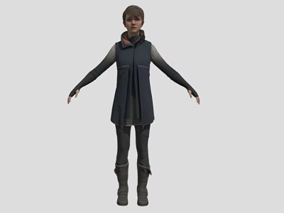 Game Or Movie Character Wearing Dark Blue Vest And Boots 3d model
