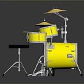Yellow Drum Set With Cymbals Drum Stool And Drumsticks For Home Use
