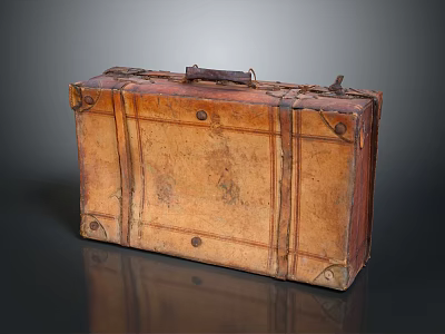 Vintage Leather Suitcase With Classic Design And Metal Hardware For Daily Use 3d model