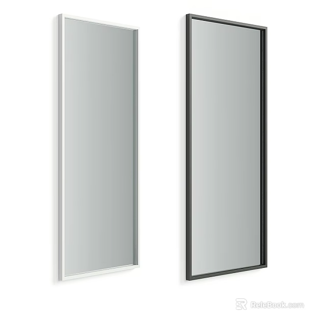 Two Modern Standing Mirrors With White And Black Frames For Home Decor 3d model 