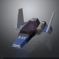 Futuristic Blue Starfleet Spacecraft Model with Wings Cockpit and Number 20