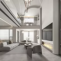 Modern Loft Living Room With Double Height Space And Minimalist Design