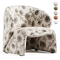 Stylish Accent Chair with Floral Pattern Upholstery and Colorful Decorative Balls