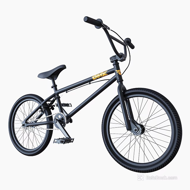 Black BMX Bike With Gold Accent Sturdy Frame And Durable Wheels For Sports Riding 3d model 