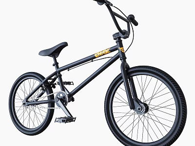 Black BMX Bike With Gold Accent Sturdy Frame And Durable Wheels For Sports Riding 3d model