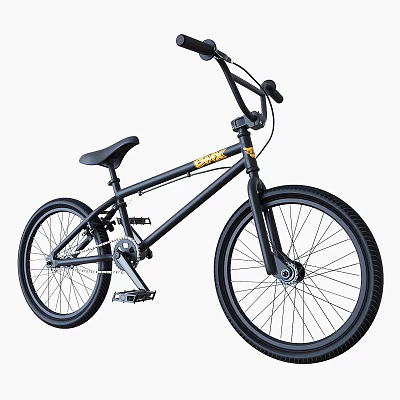 Black BMX Bike With Gold Accent Sturdy Frame And Durable Wheels For Sports Riding 3d model