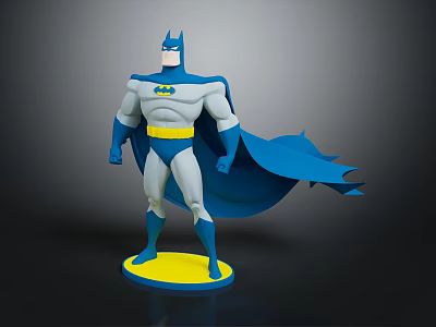 Batman 3D Action Figure Model With Blue Cape Yellow Utility Belt And Yellow Base 3d model