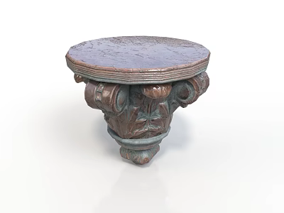 Ornate Carved Wooden Round Table With Intricate Base And Decorative Patterns 3d model