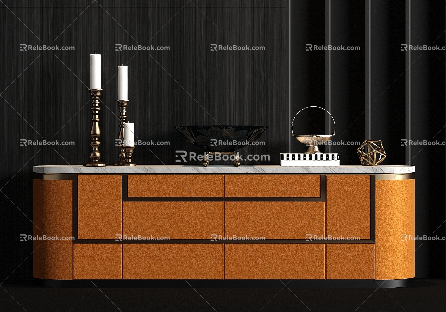 Modern Leather End View Cabinet Jewelry Combination 3d model