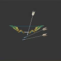 Ornate Bow And Arrows With Green Gold Accents And Blue Fletching Design