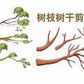 Modern 2D Branch Tree Trunk Flower Branch Silhouette 3d model