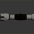 Futuristic Mechanical Weapon Featuring Silver Metal Body Black Grip and Detailed Design