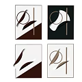 Modern Abstract Geometric Wall Decor With Square Frames And Brown Black White Tones 3d model