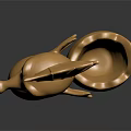 Decorative Golden Seahorse Sculpture With Detailed Fins And Curled Tail