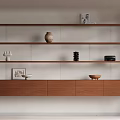 Wooden Multi Tiered Shelf Cabinet with Decorative Items Vase Frame Bowl for Home Decor