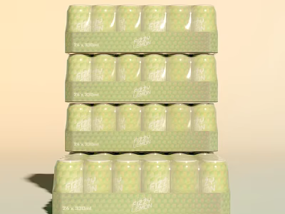 Stacked Green Beverage Packs With Honeycomb Pattern 24 Bottles 330ml Each Pure Leaf 3d model
