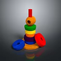 Colorful Wooden Stacking Rings Educational Toy For Kids With Stacked Design