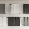 Modern Radiators in Various Colors with Vertical Slat Design Displayed on White Wall Background for Home Heating