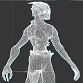 3D Mythical Creature Character Model With Red White Texture Spiked Head And Clawed Hands
