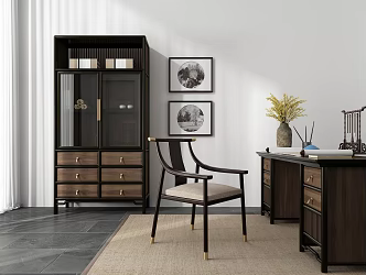 New Chinese Style Desk and Chair 3d model