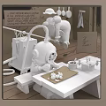 Game Movie Characters in Kitchen Scene Featuring Diver Helmet Chef and Table Eggs