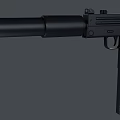 Black Submachine Gun Weapon Featuring Barrel Magazine and Ergonomic Grip Design 3d model