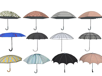 Assorted Fashionable Umbrellas With Diverse Patterns And Colorful Designs For Daily Use 3d model
