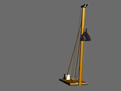 Yellow Tower Shaped Industrial Equipment With Supporting Poles And Base Platform 3d model