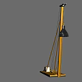 Yellow Tower Shaped Industrial Equipment With Supporting Poles And Base Platform