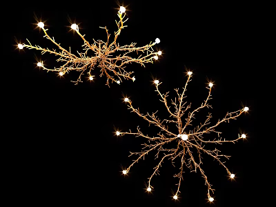 Branched Unique Shaped Chandeliers as Modern Art Illuminated Lighting Fixtures for Stylish Interior Decor 3d model