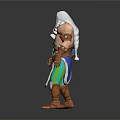 Muscular Man With White Beard Blue Arm Tattoos Decorative Belt Colorful Pants And Brown Boots