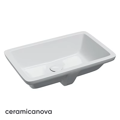 White Rectangular Ceramic Washbasin With Smooth Surface For Modern Bathroom 3d model