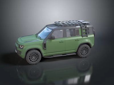 Green Military Vehicle With Off Road Style Roof Rack And Rugged Exterior Design 3d model