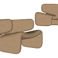 Modern Brown Fabric Single Sofa With Curved Design And Textured Surface